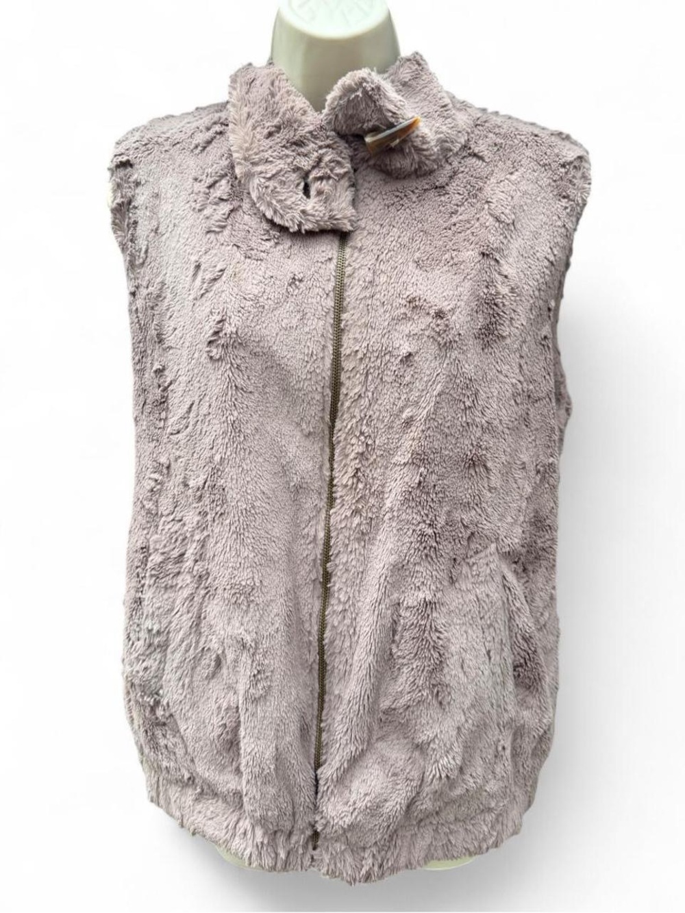 Sanctuary Faux Fur Vest Medium Taupe Boho Fall Winter Toggle